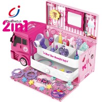 Fashion beauty pretend play makeup car shape make up set kit toy for girls