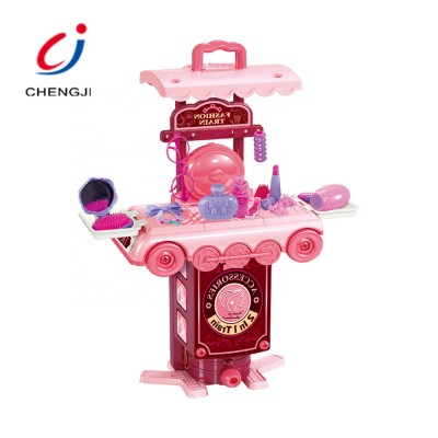 Kids plastic makeup pretend play fashion beauty dressing table toy for girls